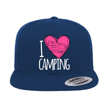 I Love Camping Embroidered Flat Bill Cap